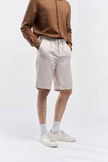 Men Relax Fit Linen Shorts